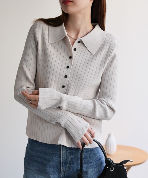 【セール】【新色追加】ポロニット リブカーディガン/サイズ展開あり（カーディガン/ボレロ）｜sakishimatokyo（サキシマトーキョー）