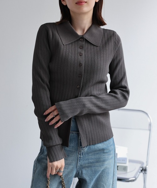 【セール】【新色追加】ポロニット リブカーディガン/サイズ展開あり（カーディガン/ボレロ）｜sakishimatokyo（サキシマトーキョー）