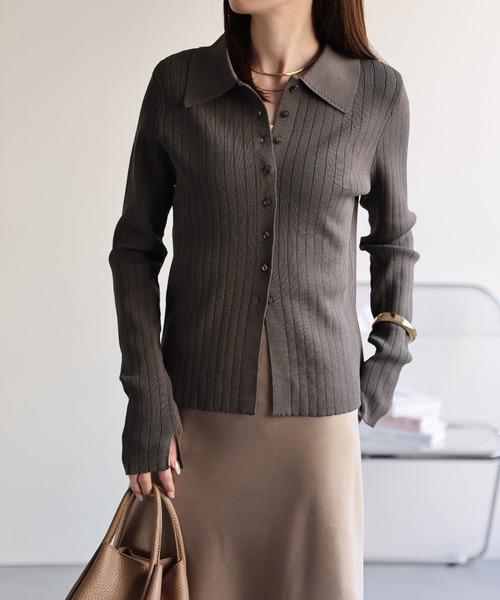 【セール】【新色追加】ポロニット リブカーディガン/サイズ展開あり（カーディガン/ボレロ）｜sakishimatokyo（サキシマトーキョー）