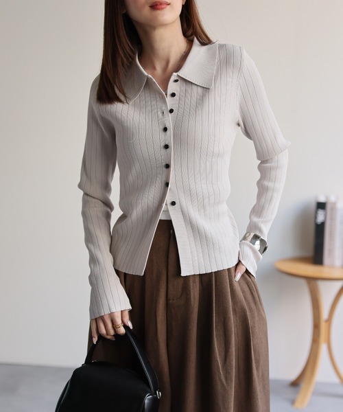 【セール】【新色追加】ポロニット リブカーディガン/サイズ展開あり（カーディガン/ボレロ）｜sakishimatokyo（サキシマトーキョー）