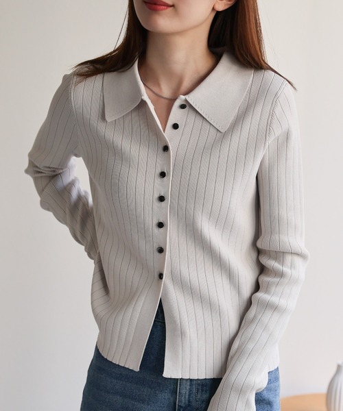 【セール】【新色追加】ポロニット リブカーディガン/サイズ展開あり（カーディガン/ボレロ）｜sakishimatokyo（サキシマトーキョー）