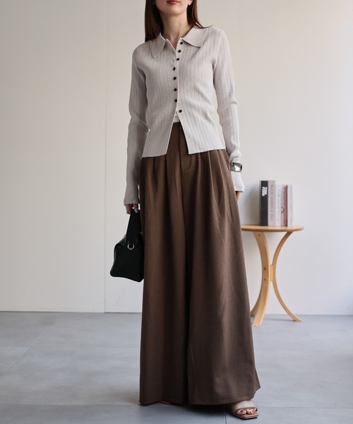 【セール】【新色追加】ポロニット リブカーディガン/サイズ展開あり（カーディガン/ボレロ）｜sakishimatokyo（サキシマトーキョー）