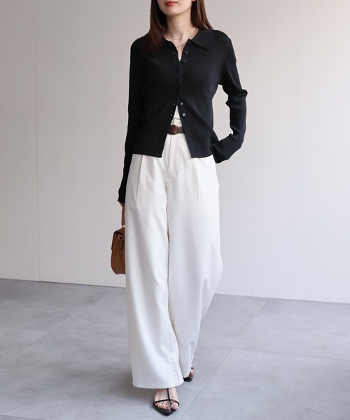 【セール】【新色追加】ポロニット リブカーディガン/サイズ展開あり（カーディガン/ボレロ）｜sakishimatokyo（サキシマトーキョー）