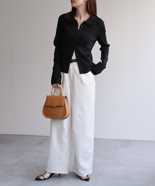 【セール】【新色追加】ポロニット リブカーディガン/サイズ展開あり（カーディガン/ボレロ）｜sakishimatokyo（サキシマトーキョー）