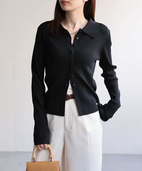 【セール】【新色追加】ポロニット リブカーディガン/サイズ展開あり（カーディガン/ボレロ）｜sakishimatokyo（サキシマトーキョー）