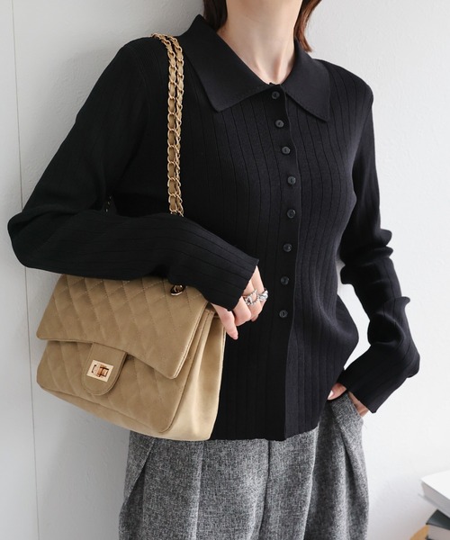 【セール】【新色追加】ポロニット リブカーディガン/サイズ展開あり（カーディガン/ボレロ）｜sakishimatokyo（サキシマトーキョー）