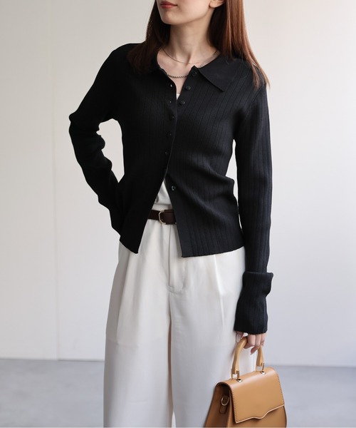 【セール】【新色追加】ポロニット リブカーディガン/サイズ展開あり（カーディガン/ボレロ）｜sakishimatokyo（サキシマトーキョー）