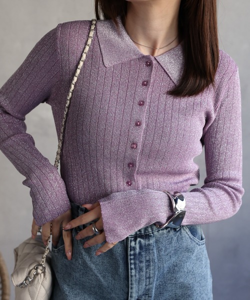 【セール】【新色追加】ポロニット リブカーディガン/サイズ展開あり（カーディガン/ボレロ）｜sakishimatokyo（サキシマトーキョー）