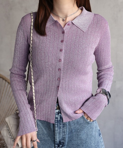 【セール】【新色追加】ポロニット リブカーディガン/サイズ展開あり（カーディガン/ボレロ）｜sakishimatokyo（サキシマトーキョー）