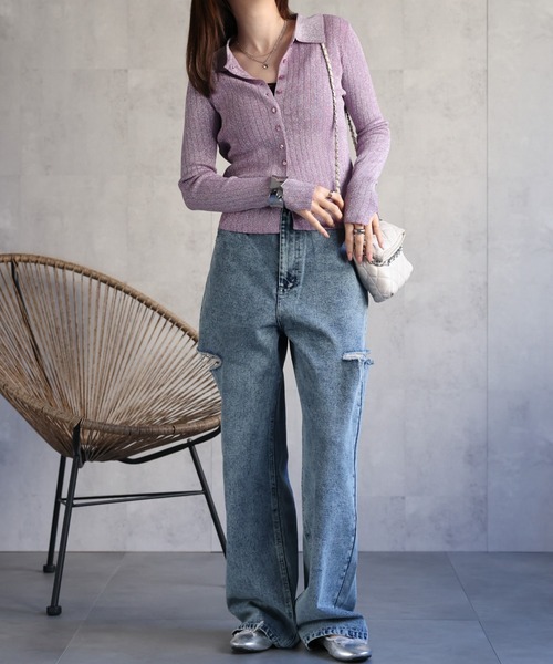 【セール】【新色追加】ポロニット リブカーディガン/サイズ展開あり（カーディガン/ボレロ）｜sakishimatokyo（サキシマトーキョー）