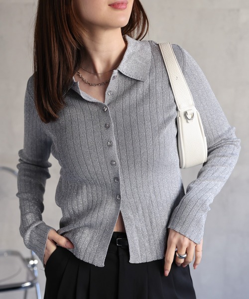 【セール】【新色追加】ポロニット リブカーディガン/サイズ展開あり（カーディガン/ボレロ）｜sakishimatokyo（サキシマトーキョー）