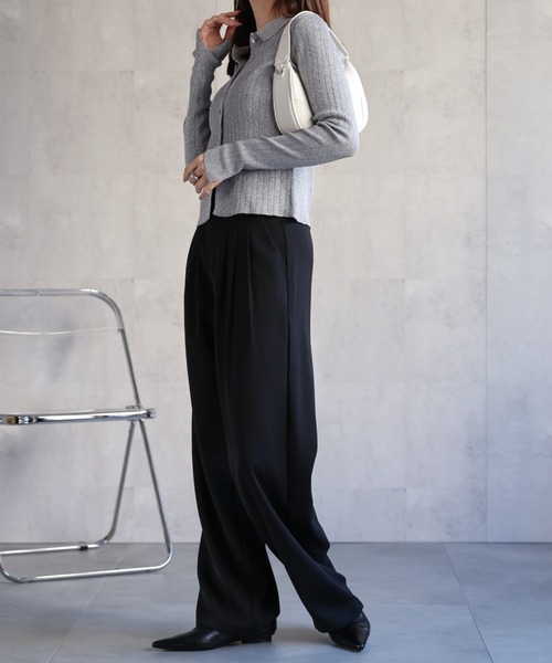 【セール】【新色追加】ポロニット リブカーディガン/サイズ展開あり（カーディガン/ボレロ）｜sakishimatokyo（サキシマトーキョー）