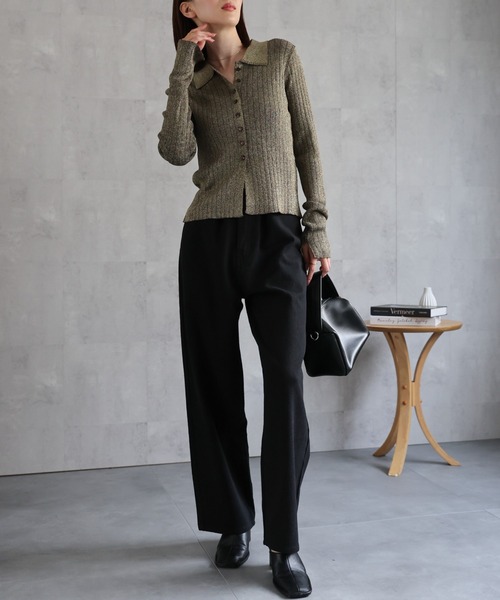 sakishimatokyo（サキシマトーキョー）の「【新色追加】ポロニット リブカーディガン/サイズ展開あり（カーディガン/ボレロ・レディース・ネイビー/パープル/グレー/ゴールド/ダークグレー/ブラック/グレイッシュベージュ・FREE/LARGE）」の16枚目の写真