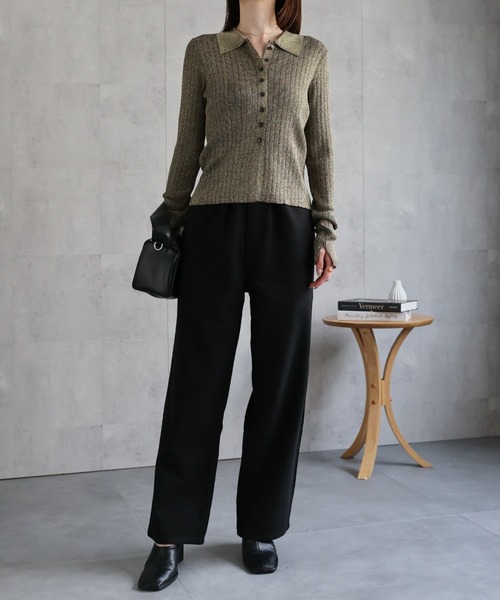 sakishimatokyo（サキシマトーキョー）の「【新色追加】ポロニット リブカーディガン/サイズ展開あり（カーディガン/ボレロ・レディース・ネイビー/パープル/グレー/ゴールド/ダークグレー/ブラック/グレイッシュベージュ・FREE/LARGE）」の22枚目の写真