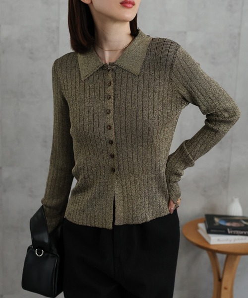 【セール】【新色追加】ポロニット リブカーディガン/サイズ展開あり（カーディガン/ボレロ）｜sakishimatokyo（サキシマトーキョー）