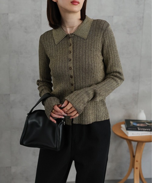 【セール】【新色追加】ポロニット リブカーディガン/サイズ展開あり（カーディガン/ボレロ）｜sakishimatokyo（サキシマトーキョー）