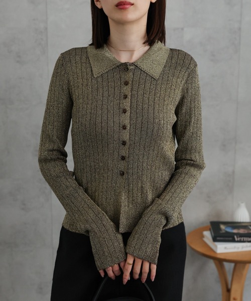 【セール】【新色追加】ポロニット リブカーディガン/サイズ展開あり（カーディガン/ボレロ）｜sakishimatokyo（サキシマトーキョー）