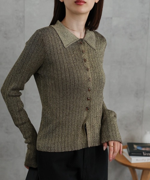 【セール】【新色追加】ポロニット リブカーディガン/サイズ展開あり（カーディガン/ボレロ）｜sakishimatokyo（サキシマトーキョー）