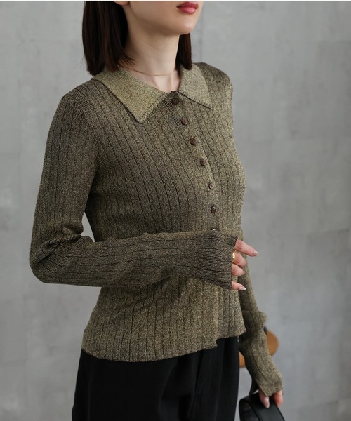 【セール】【新色追加】ポロニット リブカーディガン/サイズ展開あり（カーディガン/ボレロ）｜sakishimatokyo（サキシマトーキョー）