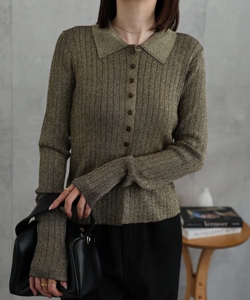 【セール】【新色追加】ポロニット リブカーディガン/サイズ展開あり（カーディガン/ボレロ）｜sakishimatokyo（サキシマトーキョー）