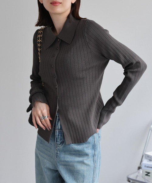 【セール】【新色追加】ポロニット リブカーディガン/サイズ展開あり（カーディガン/ボレロ）｜sakishimatokyo（サキシマトーキョー）