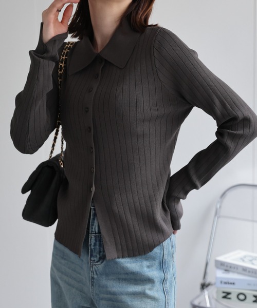 【セール】【新色追加】ポロニット リブカーディガン/サイズ展開あり（カーディガン/ボレロ）｜sakishimatokyo（サキシマトーキョー）