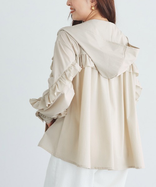 セール】UVカットフリルデザインフードブルゾン（ブルゾン）｜Pierrot