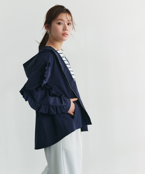 セール】UVカットフリルデザインフードブルゾン（ブルゾン）｜Pierrot