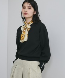 VIS | 【洗える/アンチピリング】シルバー釦アクセントスリーブクルーネックニット(ニット/セーター)