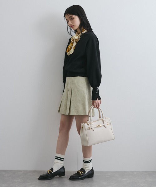 VIS（ビス）の「【洗える/アンチピリング】シルバー釦アクセントスリーブクルーネックニット（ニット/セーター・レディース・ブラック/ブルー系その他6/キナリ・FREE）」の7枚目の写真