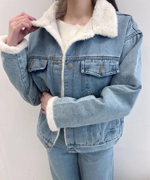 TITTY&CO.（ティティーアンドコー）の「ボアライニングデニムジャケット（テーラードジャケット・レディース・ホワイト・FREE）」の4枚目の写真