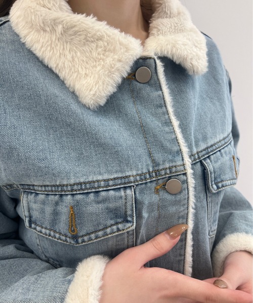 TITTY&CO.（ティティーアンドコー）の「ボアライニングデニムジャケット（テーラードジャケット・レディース・ホワイト・FREE）」の5枚目の写真