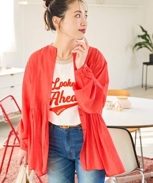 FREAK'S STORE（フリークスストア）の「限定展開　シアー ボイル フロントボタン ギャザー ブラウス（シャツ/ブラウス・レディース・ブラック/ライトグリーン/ブルー/オフホワイト/レッド/ベージュ・ﾌﾘ-）」の15枚目の写真