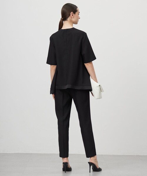 美品ICB 4XL 洗えるFluidBackSatin ドロストパンツ　ネイビー 新色追加・接触冷感・UVケア・速乾・洗える】FluidBackSatin