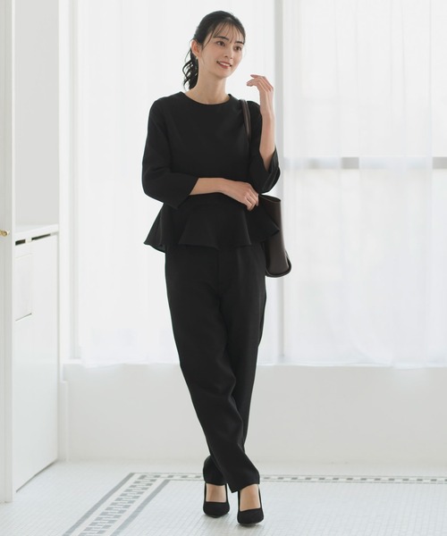 CELEN(セレン)の「【セットアップ対応/洗える/防シワ/UV/花粉防止】サマーツイードペプラムトップス 単品(シャツ/ブラウス・レディース・チャコール/ブラック/ネイビー・L/M/S)」の11枚目の写真