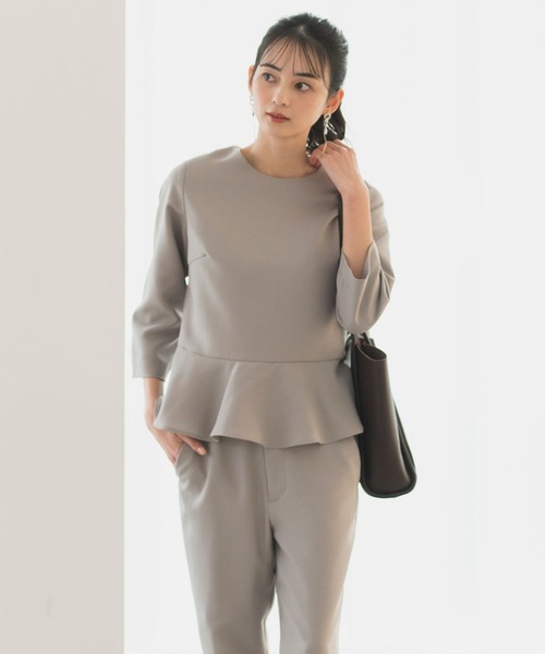 CELEN(セレン)の「【セットアップ対応/洗える/防シワ/UV/花粉防止】サマーツイードペプラムトップス 単品(シャツ/ブラウス・レディース・チャコール/ブラック/ネイビー・L/M/S)」の22枚目の写真