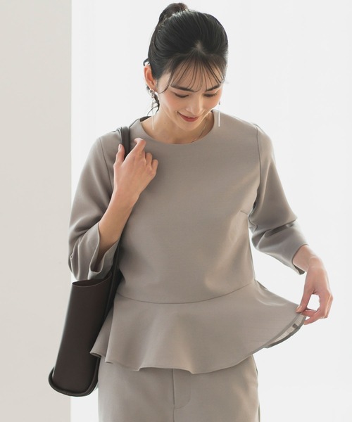 CELEN(セレン)の「【セットアップ対応/洗える/防シワ/UV/花粉防止】サマーツイードペプラムトップス 単品(シャツ/ブラウス・レディース・チャコール/ブラック/ネイビー・L/M/S)」の21枚目の写真
