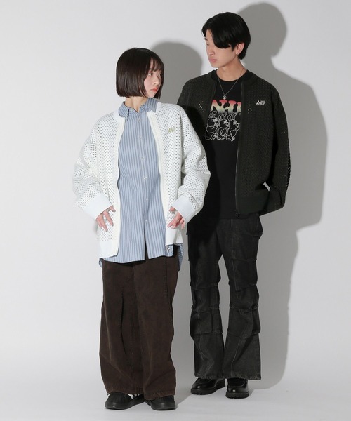 UNISEX】メッシュロゴZIPカーディガン（カーディガン/ボレロ