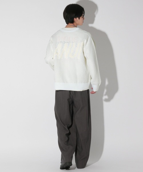 【Anui】メッシュロゴZIPカーディガン UNISEX】メッシュロゴZIPカーディガン（カーディガン/ボレロ