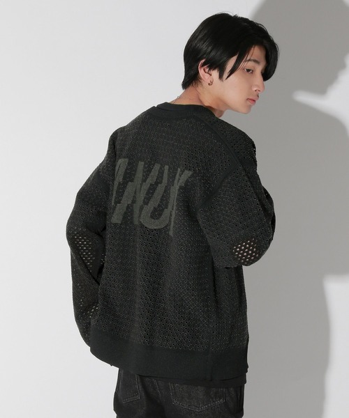 【Anui】メッシュロゴZIPカーディガン UNISEX】メッシュロゴZIPカーディガン（カーディガン/ボレロ