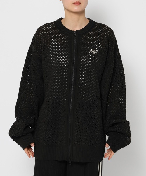 Anui(アニュイ)の「【UNISEX】メッシュロゴZIPカーディガン(カーディガン/ボレロ・レディース・オフホワイト/ブラック・MEDIUM)」の14枚目の写真