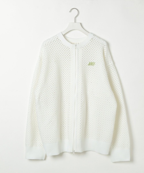 Anui(アニュイ)の「【UNISEX】メッシュロゴZIPカーディガン(カーディガン/ボレロ・レディース・オフホワイト/ブラック・MEDIUM)」の4枚目の写真