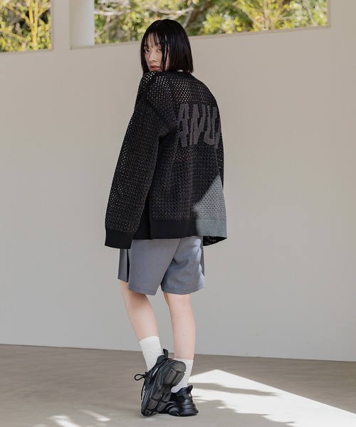 UNISEX】メッシュロゴZIPカーディガン（カーディガン/ボレロ