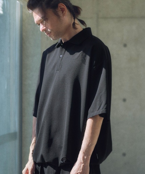 ADAM PATEK(アダムパテック)の「mhs2317-ripple looose polo shirt ポロシャツ(ポロシャツ・メンズ・ブラック/チャコール・2/1)」の5枚目の写真
