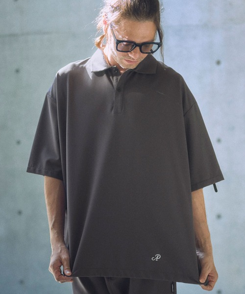 ADAM PATEK(アダムパテック)の「mhs2317-ripple looose polo shirt ポロシャツ(ポロシャツ・メンズ・ブラック/チャコール・2/1)」の9枚目の写真