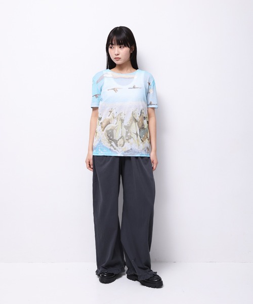 コモンナウン　馬シアーシャツ セール】'HORSE' Shuhei Koki シアートップス半袖（Tシャツ