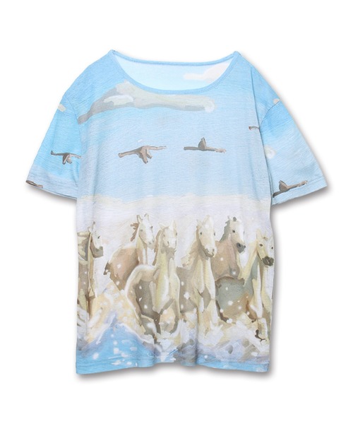 コモンナウン　馬シアーシャツ セール】'HORSE' Shuhei Koki シアートップス半袖（Tシャツ