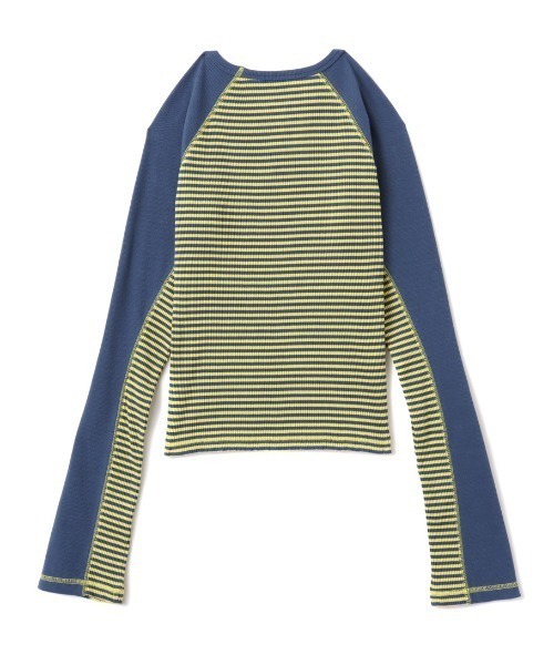 atmos pink(アトモスピンク)の「atmos pink V-Neck Raglan Long Sleeve T-shirt / アトモス ピンク ブイネック ラグラン ロング スリーブ ティーシャツ(Tシャツ/カットソー・レディース・グリーン/ブラック/ブルー・FREE)」の9枚目の写真