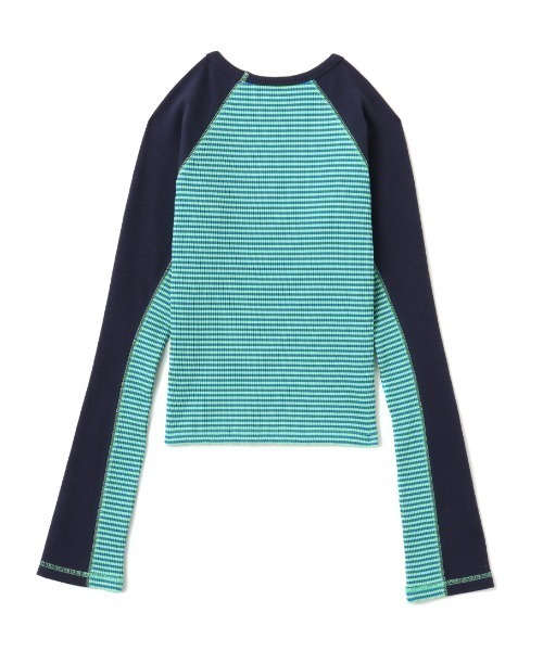 atmos pink(アトモスピンク)の「atmos pink V-Neck Raglan Long Sleeve T-shirt / アトモス ピンク ブイネック ラグラン ロング スリーブ ティーシャツ(Tシャツ/カットソー・レディース・グリーン/ブラック/ブルー・FREE)」の13枚目の写真