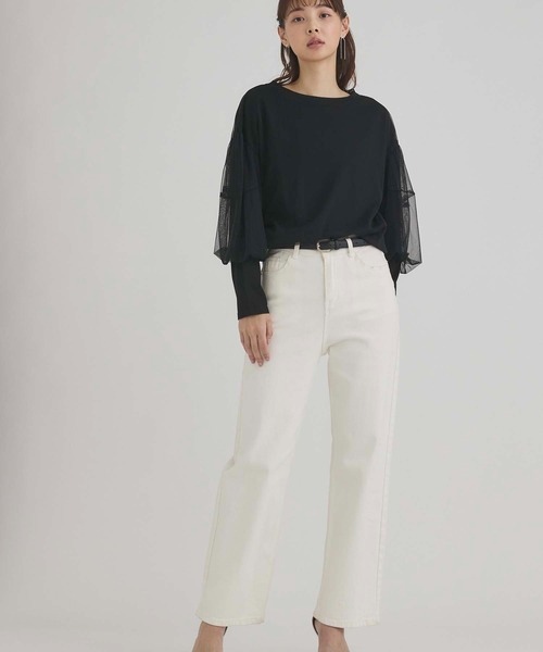 fifth(フィフス)の「チュール×長袖Tシャツセット(Tシャツ/カットソー・レディース・ブラック/チャコールグレー・M)」の5枚目の写真